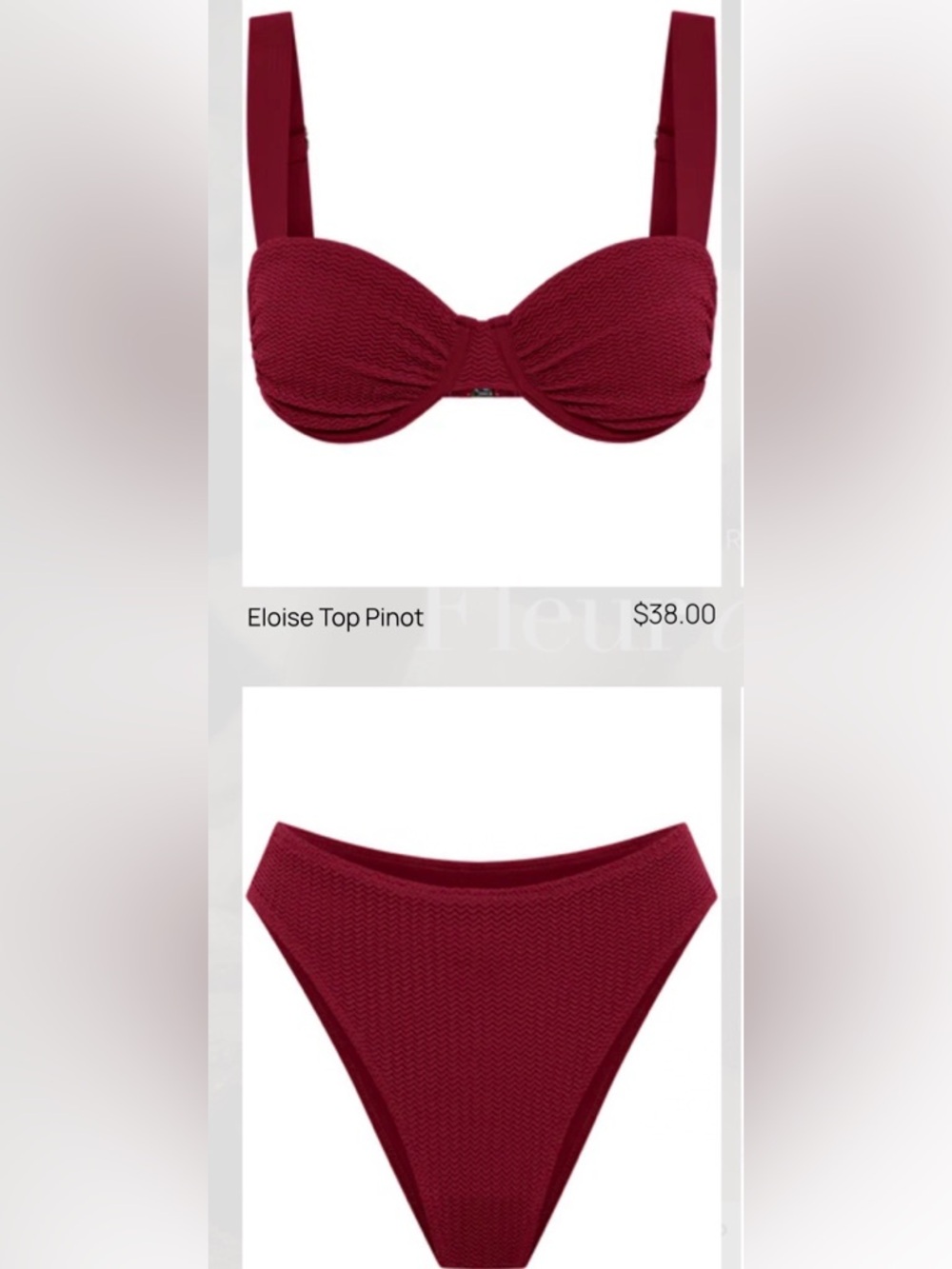 Eloise Top & Bottom Pinot Bikini Set - Deep Wine Red
